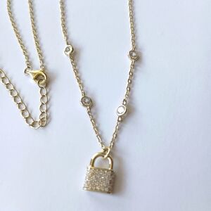 Gold lock necklace
